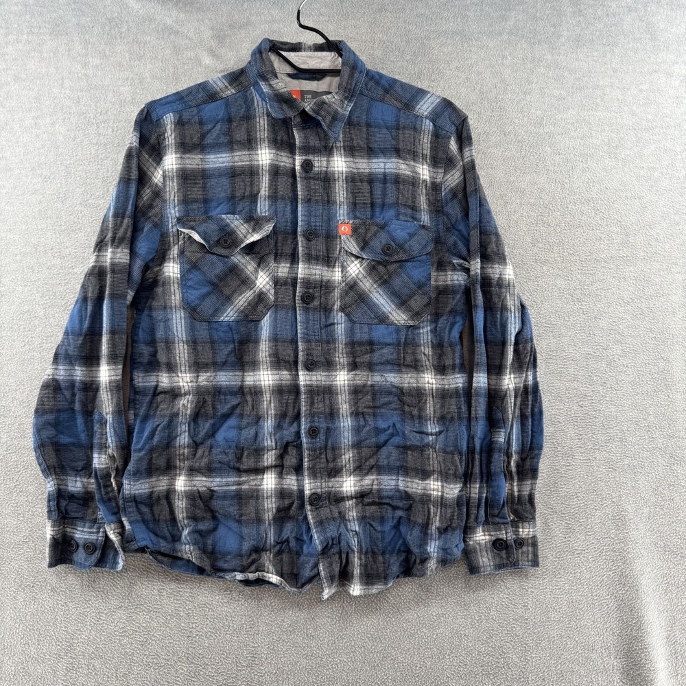The American Outdoorsman Mens Blue Gray Plaid Flannel Shirt Size Small